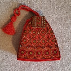 Beaded Red Indian Party Purse